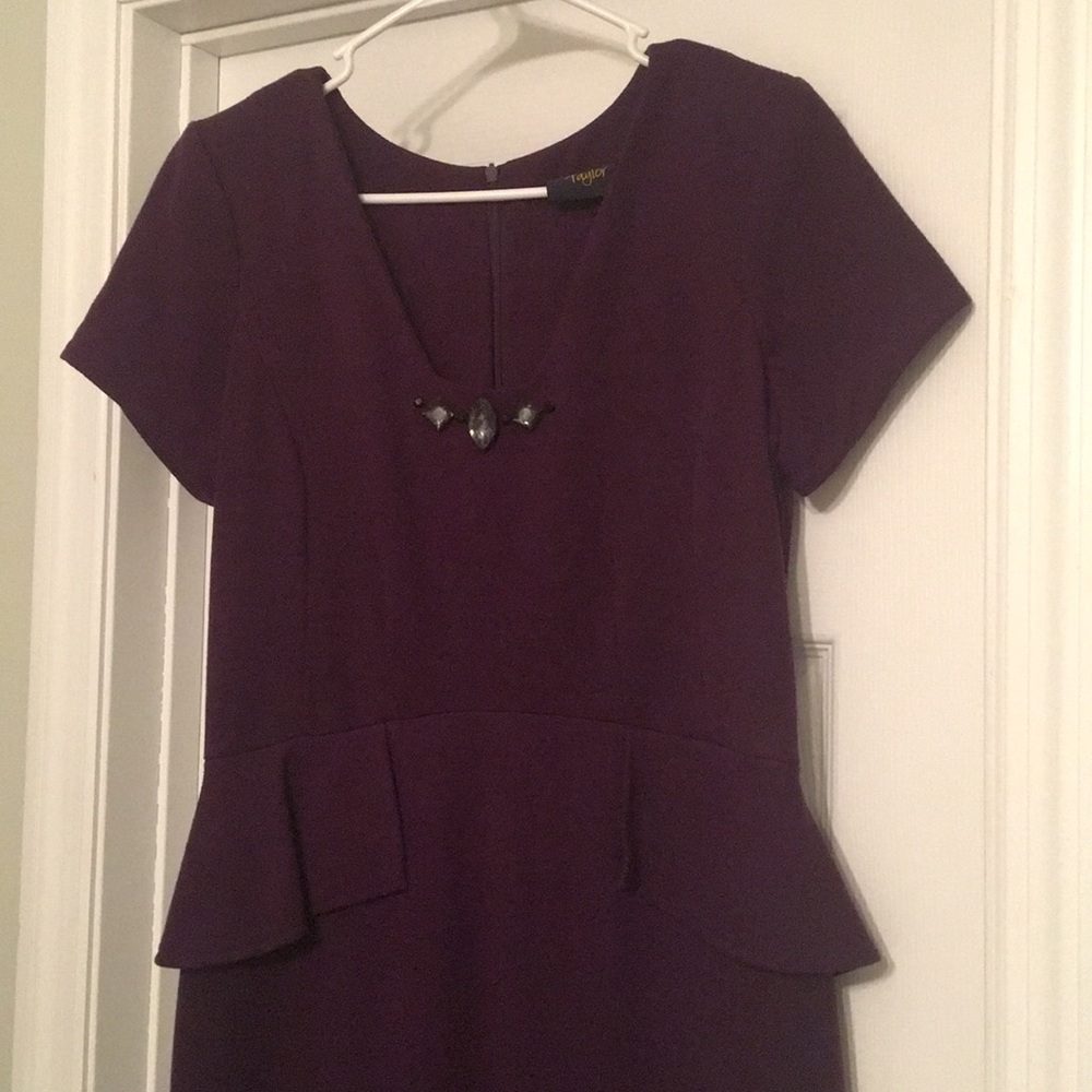 Cotton plum peplum dress - size 6